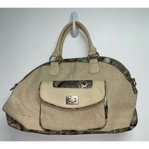 Tianni Handbags Womens Shoulder Bag Purse Tote Beige Snakeskin Print Canvas